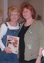 Connie and Peggy with "Lovely Lingerie" containing some of their heirloom sewn garments